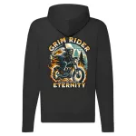 grim rider motorcycle mikina na zips, čierna