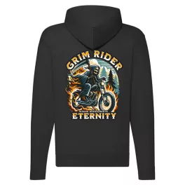 grim rider motorcycle mikina na zips, čierna