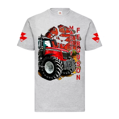 šedé tričko massey ferguson s potlačou