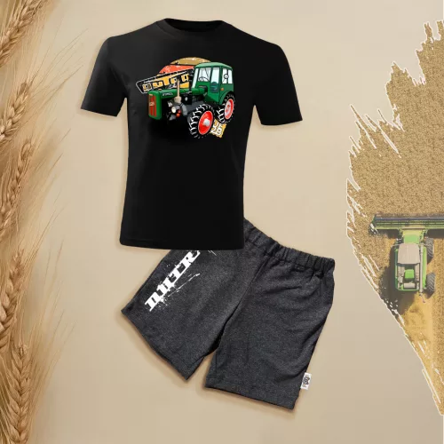 malý detský komplet s krátkym rukávom a kraťasmi dutra čiernej farby