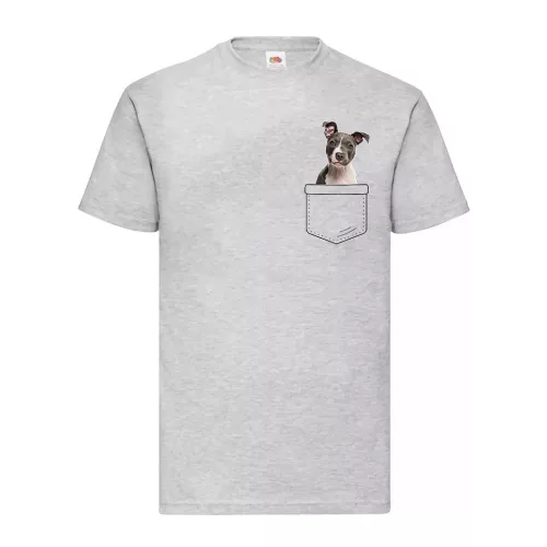 amstaff vo vrecku sivé tričko