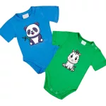 2-dielna zebra, panda súprava (modro - zelená) krátky rukáv