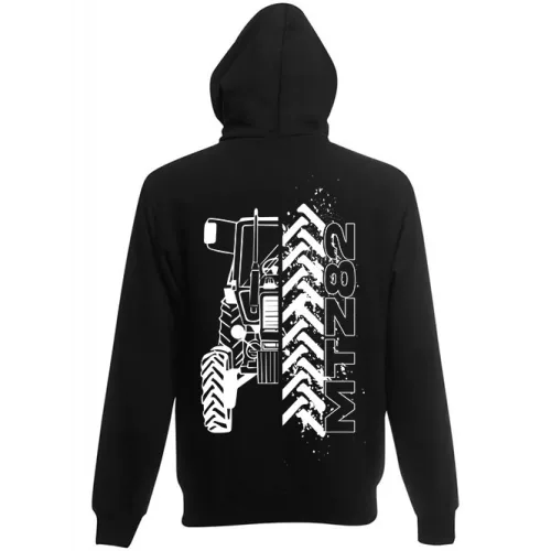 mtz 82 čierny kruhový sveter na zips s bielym vzorom