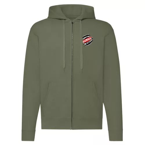 zelený svetr s mikinou s logom dutra