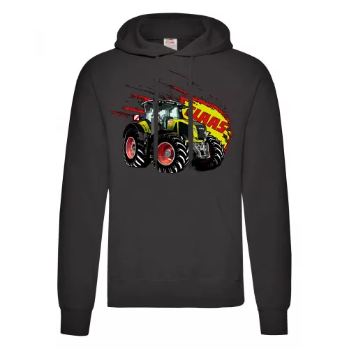 claas axion sveter s kapúčou čierna