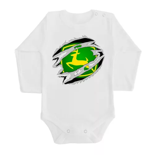 zelený traktor biely dlhý rukáv dojčenské body