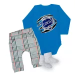 lancia modrá dlhý rukáv body pre bábätká + nohavičky a ponožky