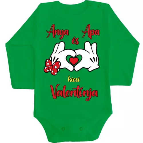 malý valentín mamy a otca! chlapec body pre bábätká s dlhým rukávom zelené