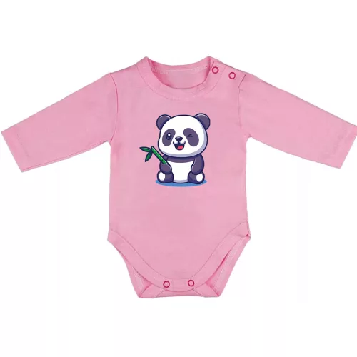 panda dlhý rukáv body pre bábätká ružová
