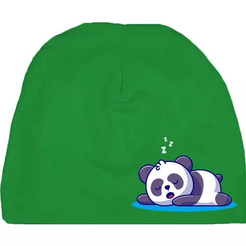 spiaca panda detská čiapka zelená