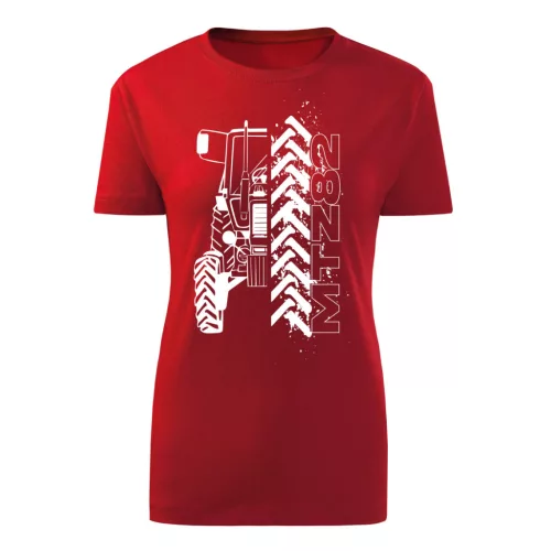 červené dámske tričko mtz 82 obrysového dizajnu