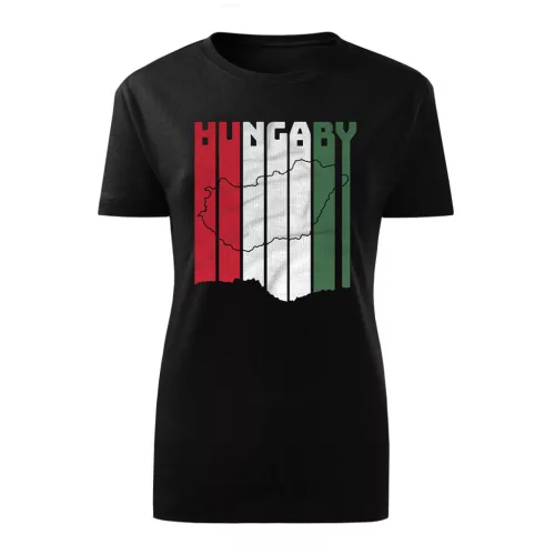 dámske tričko s maďarský kontúrovaná (čierne)