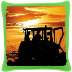 traktor západ slnka zelený bavlnený vanúšek
