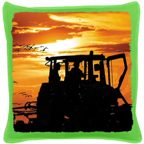 traktor západ slnka zelený bavlnený vanúšek