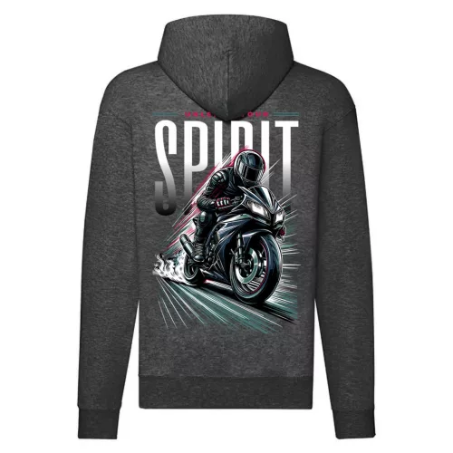 spirit motorcycle mikina na zips, sivá