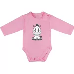 2 kusová súprava zebra panda (biela ​​- ružová) dlhý rukáv