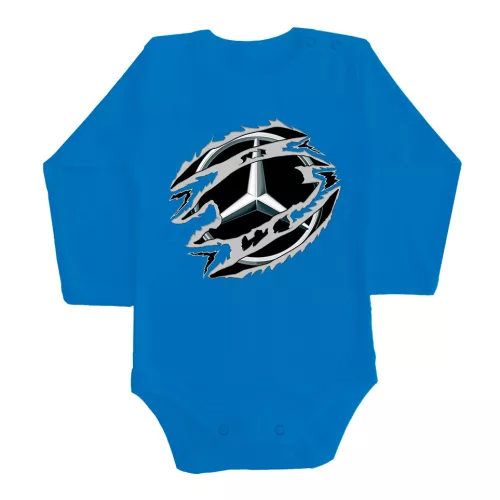 mercedes modrá dojčenské body s dlhým rukávom