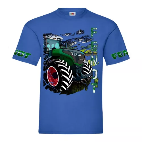 modré tričko fendt s potlačou