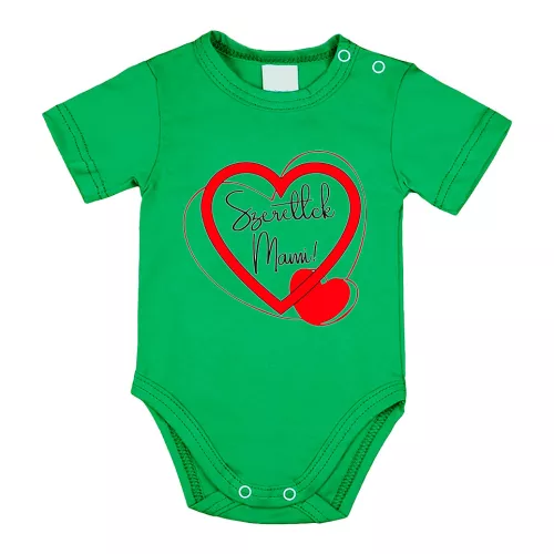 detské telo s krátkym rukávom "ľúbim ťa mamička" zelené