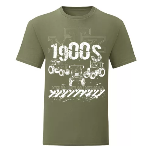 mtz rok 1900 dizajn zelené tričko biely vzor