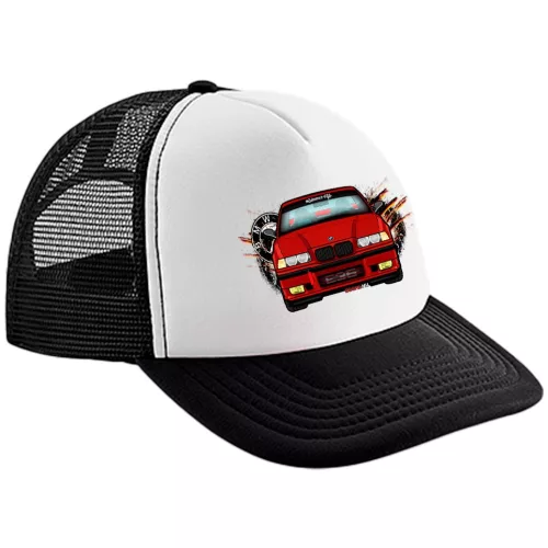 čierno biele bmw e36 baseballová čiapka