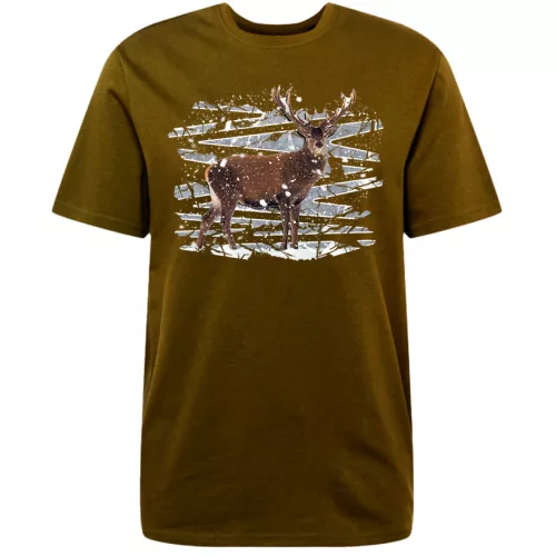 jeleň v snehnom jesednom hnedom tričku