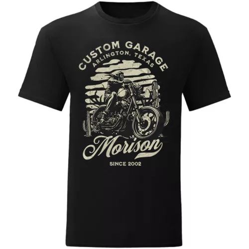 custom garage motorcycle tričko čierne
