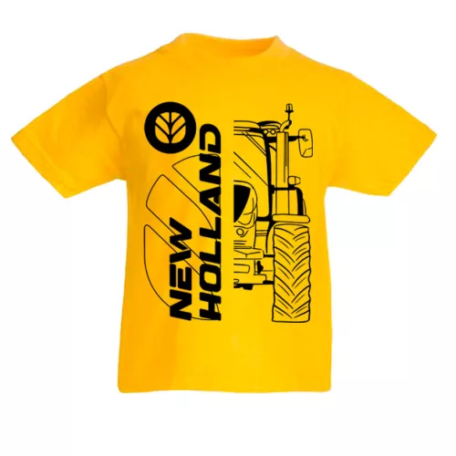 žlté detské tričko new holland obrys traktora