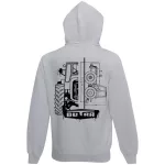 dutra šedý kruhový sveter na zips s bielým vzorom