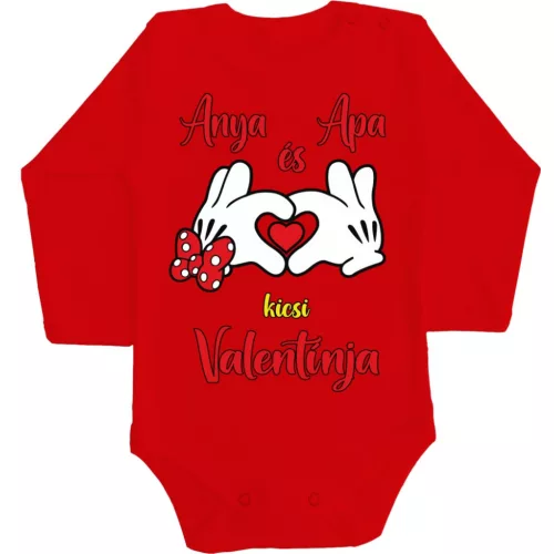 malý valentín mamy a otca! chlapec body pre bábätká s dlhým rukávom červené
