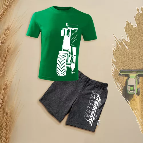zelený sada claas s krátkym rukávom a šortkami pre deti