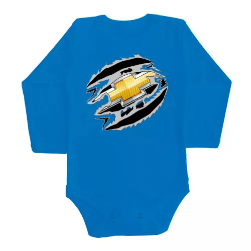 chevrolet modrá dojčenské body s dlhým rukávom