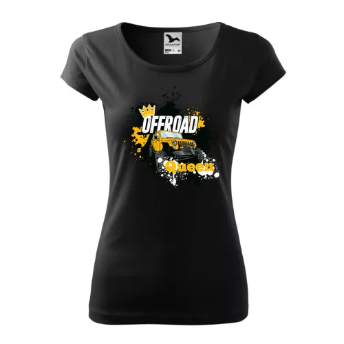 žlté dámske tričko offroad queen čierne