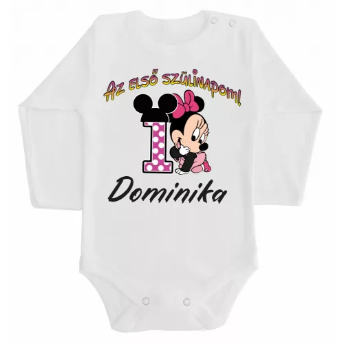 [akcia] veľkosť 86 s menom lara moje prvé narodeniny! detské body dievčatko v bielej farbe s dlhým rukávom