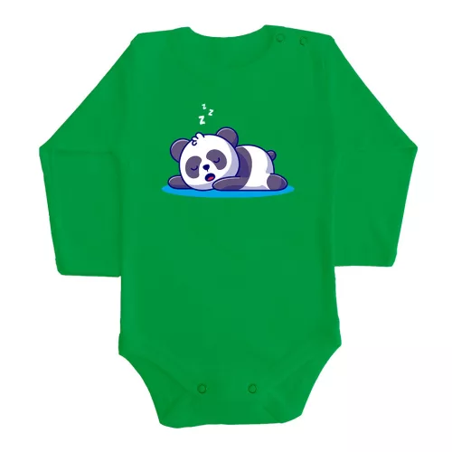 spiaca panda dlhý rukáv body pre bábätká zelená