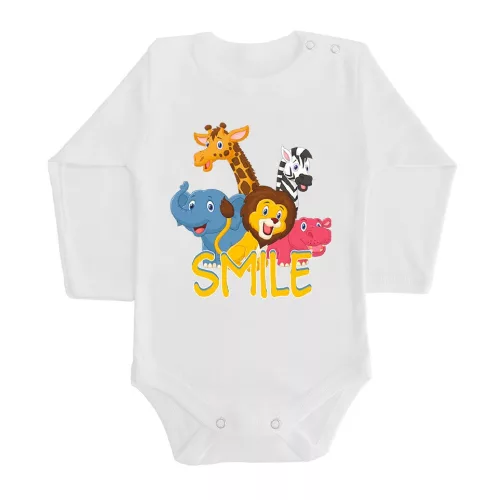 smile body pre bábätká dlhý rukáv biely