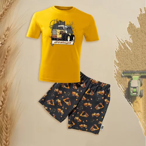 rába steiger žltý detský sada s krátkym rukávom a kraťasmi