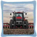 dvojkolesový červený traktor v práci modrý bavlnený vanúšek