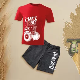   detská súprava krátkych rukávov a šortiek mtz 50 obrys červená