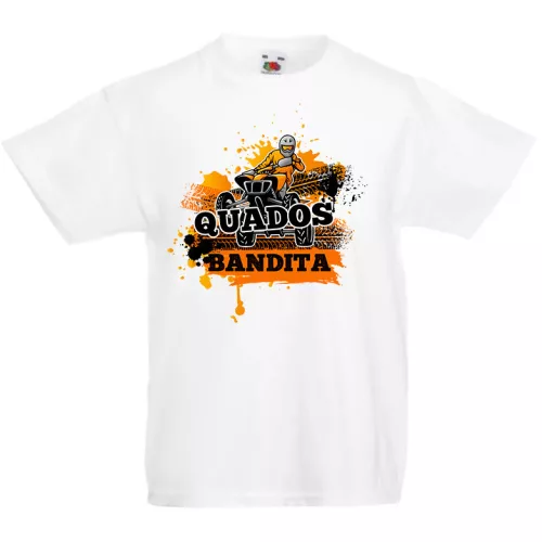 detské biele tričko quad banditaa