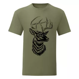 zelené tričko s jelenou hlavou