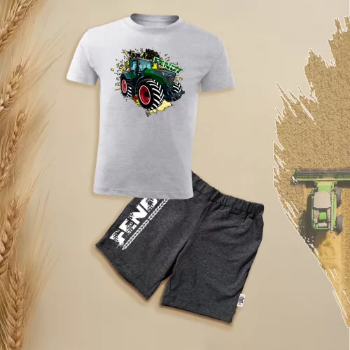 detská súprava krátkych rukávov a šortiek fendt sivá