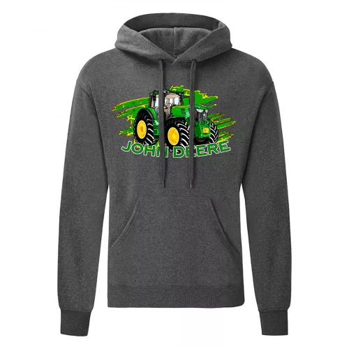 zelený traktor 6195 svetr s mikinou tmavo šedý