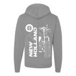 svetlo sivá svetre s kapucou na zips nový obrys new holland biely vzor