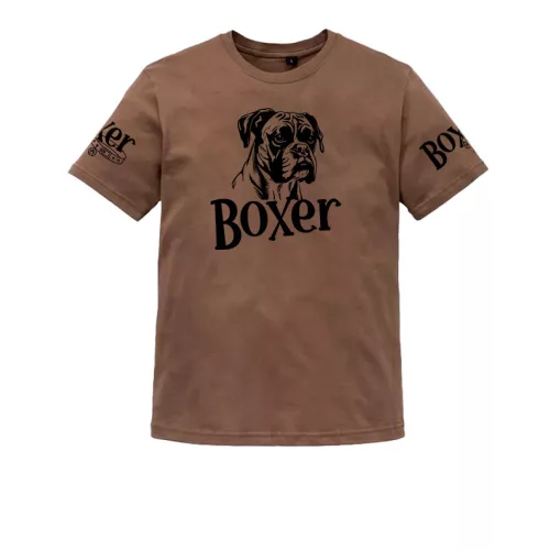 nemecký boxer pánske hnedé tričko veľký vzor