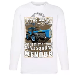 som otec s traktorom dutra tričko s dlhým rukávom biely