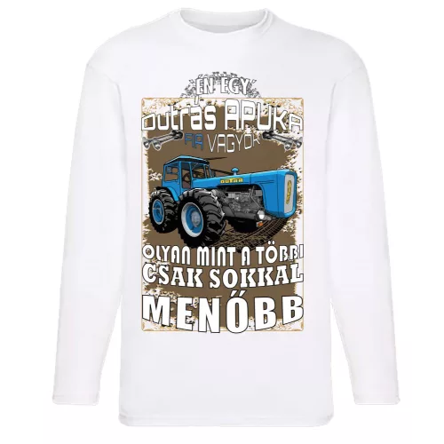 som otec s traktorom dutra tričko s dlhým rukávom biely