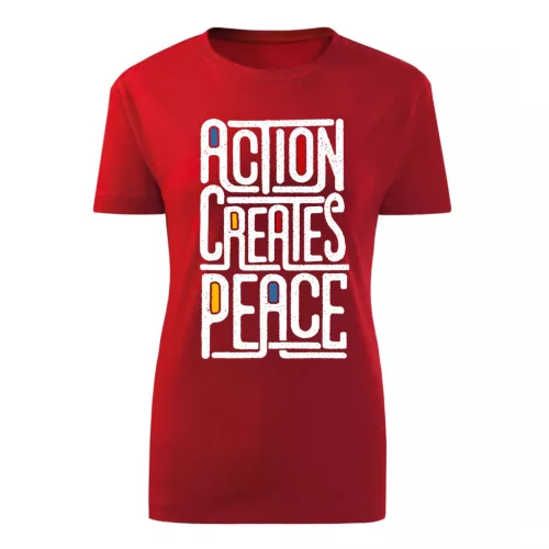 action, creates…červená dámske tričko