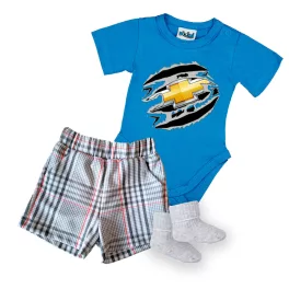   chevrolet modrá krátky rukáv body pre bábätká + šortky a ponožky
