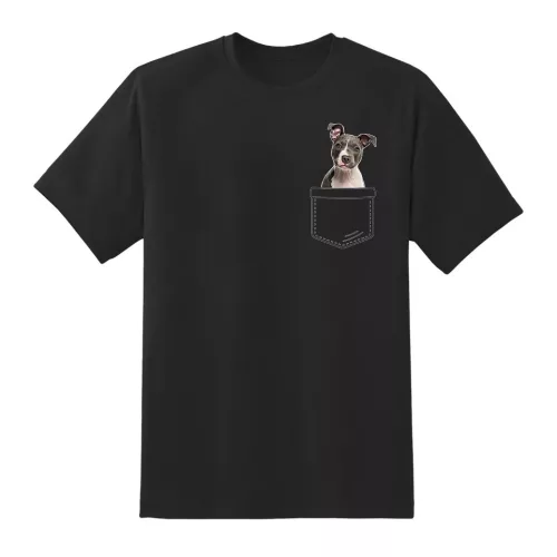 amstaff vo vrecku čierne tričko